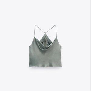 FLOWY NECKLINE TOP Mid-green